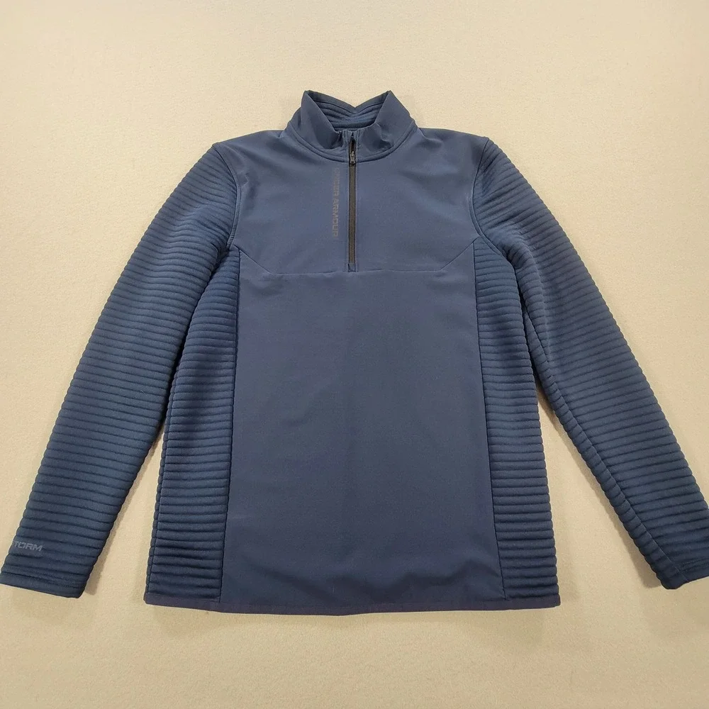 Under Armour Golf 1/4 Zip Pullover Blue Textured Athletic‎ Men's Small Loose Fit